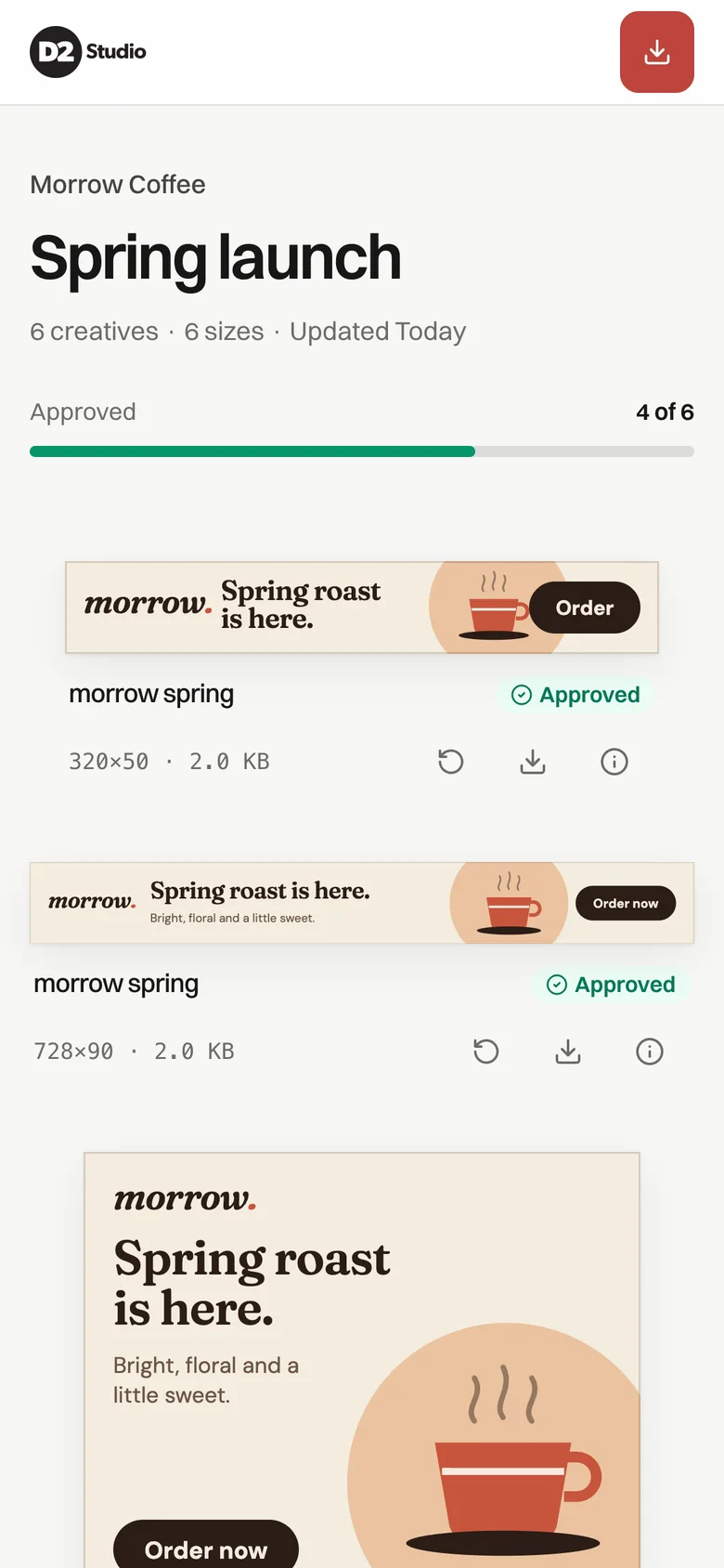 The same preview page on a phone.